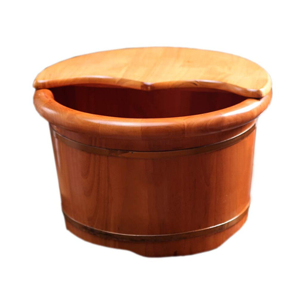 Wooden Foot Spa Tub with Deep Soaking Design, Handcrafted Solid Oak Basin for Home and Sauna
