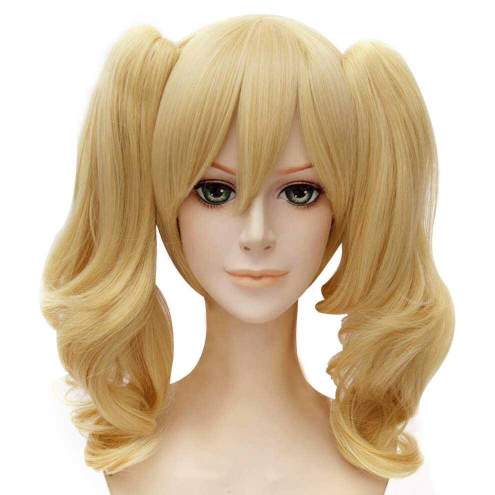 Unisex Blonde Lolita Cosplay Wig With Clipon Ponytails, Heatresistant Synthetic Hair, Natural Look