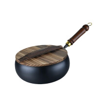 Wok Pan NonStick 28cm with Wooden Lid for Induction Cooktop, Rapid Heat Conduction StirFry