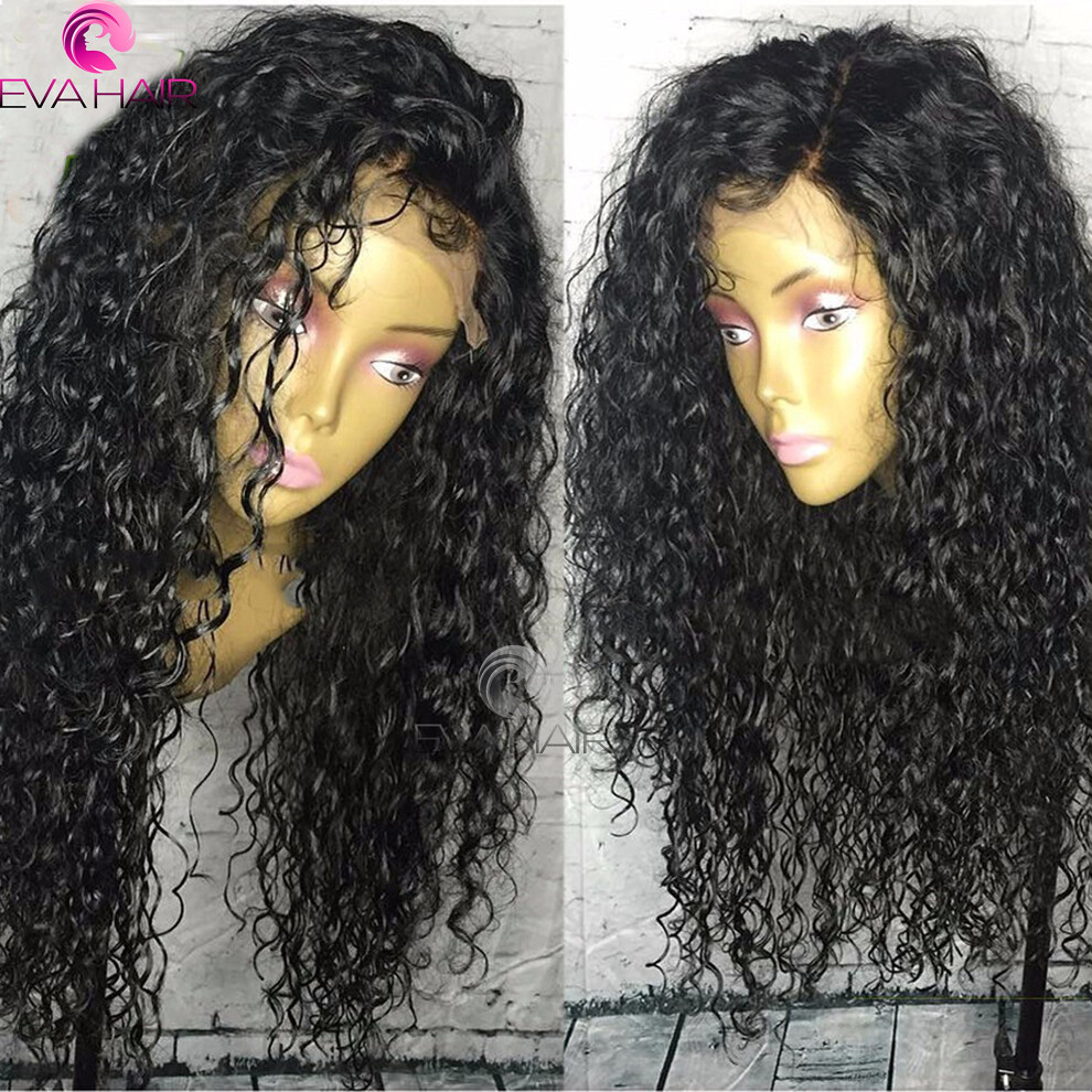 Unisex 13X6 Brazilian Human Hair Lace Front Wig 150 Density Curly Pre Plucked With Baby Hair 26 Inch