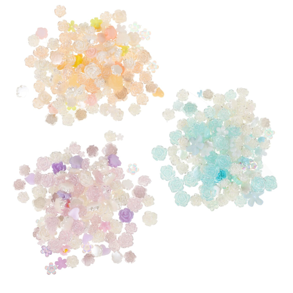 Mini Resin Flower Nail Art Decorations with Rose Rhinestone Charms for DIY Manicure and Crafts