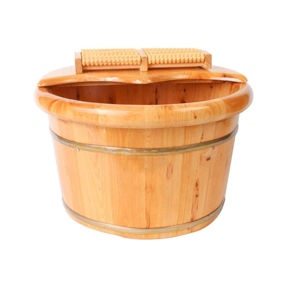 Green Wood Foot Bath Tub With Leakresistant Cedar Spa Basin, Durable Wooden Soak Bucket For Adults