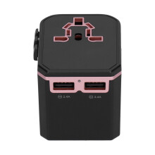 Internasjonal pluggadapter for globale reisende, kompakt og bærbar med USB-lading med flere porter. Universell kompatibilitet over 100-240V.