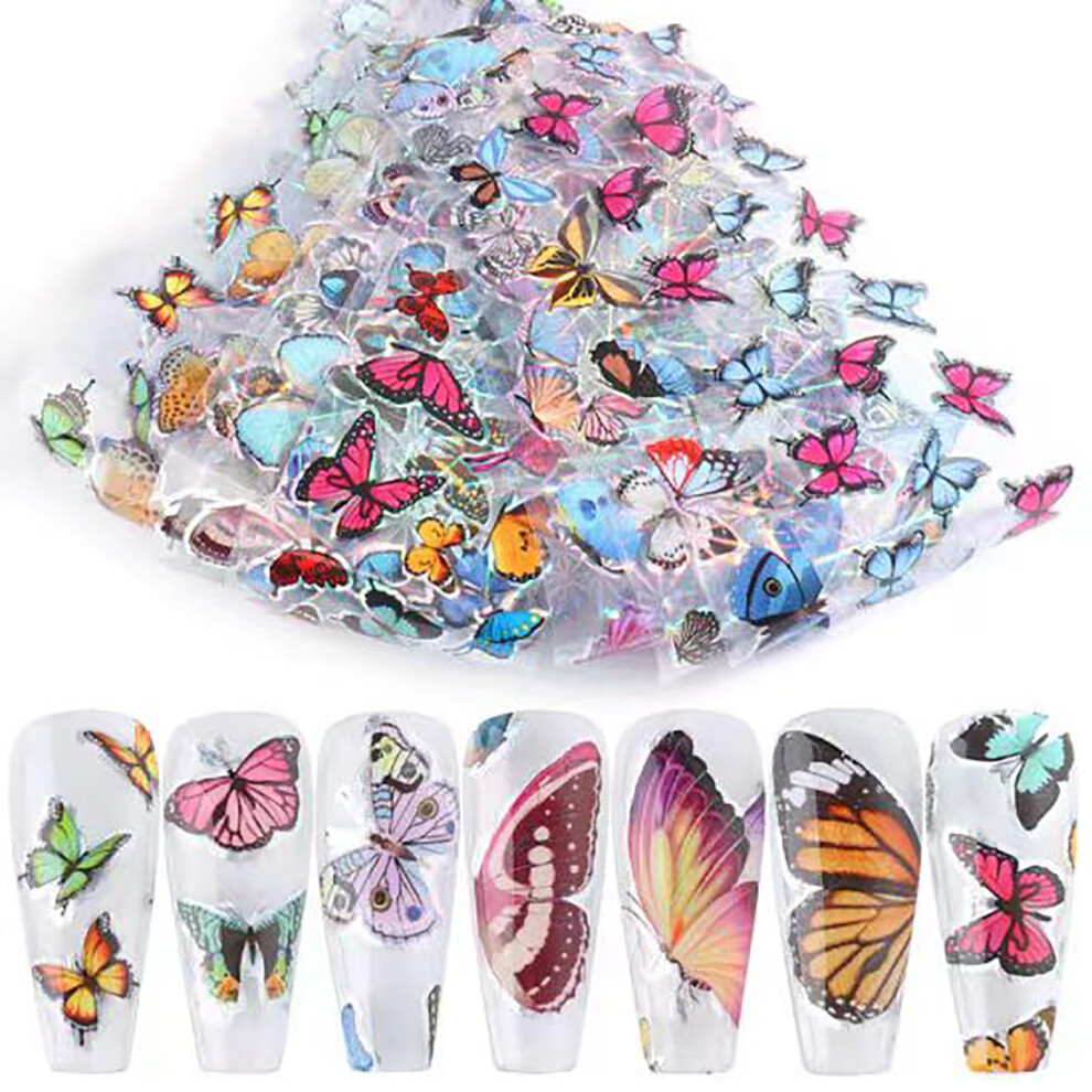 Nail Foil Transfer Stickers 10 Sheets Butterfly Nail Art Foil Decals Starry Sky Laser Design