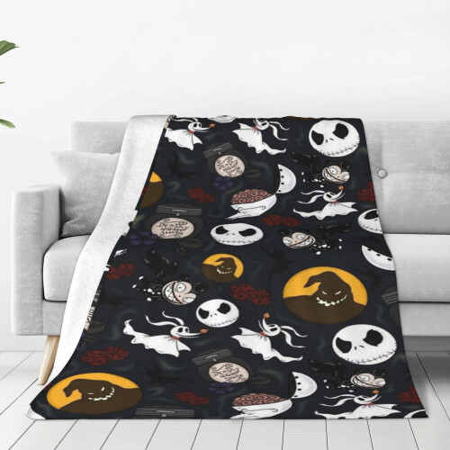 Κουβέρτα ταινίας τρόμου Nightmare Before Christmas, ζεστή, φανελένια κουβέρτα για καναπέ,