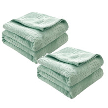 Xubond Fabric, 0 New Model Solid Color Multi Functional All Cotton Knitted Blanket Summer Towel Sofa Conditioning Blanket, Green, Throw Blanket