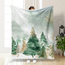 Niedliche Weihnachtsmann-Decke mit Weihnachtsbaum und Schneemann, Ganzjahres-Plüschdecke, kompatibel mit Yakbaofuo, Flanell-Fleece, Kawaii-Dekoration