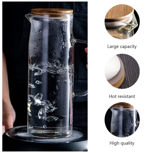1PC1.2L ανθεκτικό στη θερμότητα γυάλινο μπουκάλι νερού για δροσερό νερό, 1