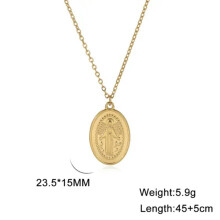 RSAMD Virgin Mary Necklace for Women Stainless Steel Mother of Jesus Blessed Gift-Style A-Gold Color