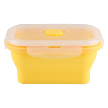 Faltbare Lunchbox, 3 Farben, 350 ml, rechteckige Silikon-Bento-Box, faltbare Lunchbox, mikrowellengeeigneter Lebensmittelbehälter (Gelb)