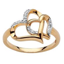 Anello di fidanzamento - Elegante lega lucida, doppio cuore cavo, fede nuziale da donna, accessori di gioielleria
