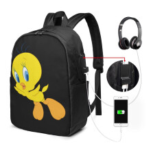 Plecak podróżny na laptopa Tweety Bird, wodoodporna torba antykradzieżowa z portem ładowania USB, 17-calowy plecak biznesowy na komputer dla
