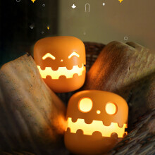 Hariumiu Halloween Kürbis LED-Nachtlicht mit automatischer Abschaltfunktion, dimmbar, USB-wiederaufladbar, Nachttischlampe, Dekoration