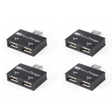 4x USB 2.0 Stecker auf zwei Buchsen Ladegerät Dual 2-Port USB DC 5V Lade-Splitter Hub Adapter Konverter Anschluss