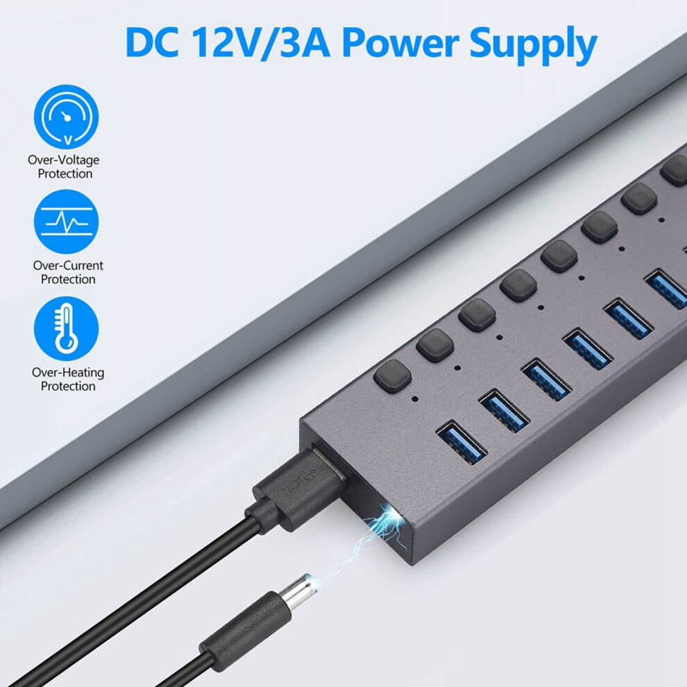 Usb3.0 Splitter 11Port Charging Multi-Interface Hub With Switch 9395123657967