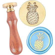 1 Stück Siegelstempel aus Messing mit abnehmbarem Holzgriff, Ananas-Muster, 25 mm