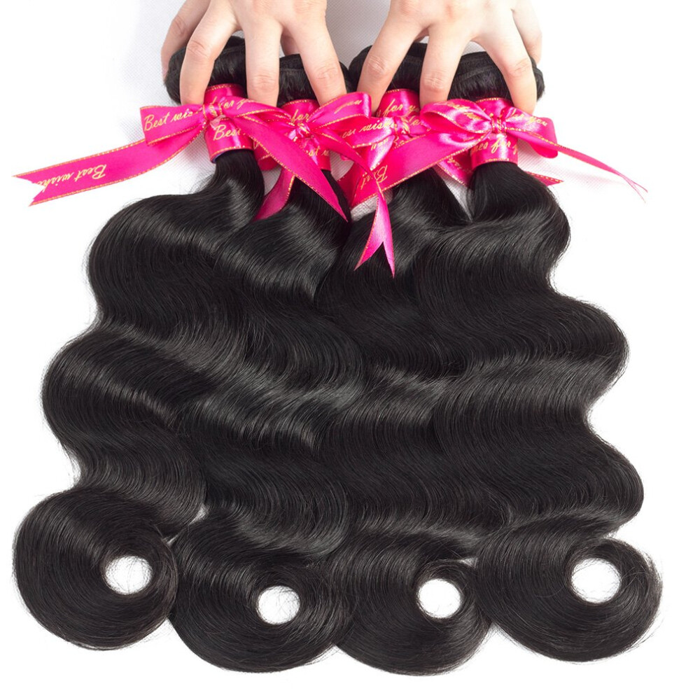 Unisex Brazilian Body Wave Virgin Human Hair Extensions 4 Bundles 8A Unprocessed Weave 1824 Inch