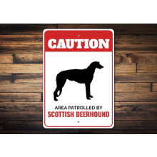 Aluminiowa metalowa tabliczka z wizerunkiem psa rasy Deerhound w Szkocji – 8x12 cali, upominek ostrzegawczy, kompatybilny z dekoracją bramy
