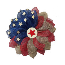 Coroană de Ziua Independenței Gnobogi, coroană patriotică, steag american, roșu, alb, albastru, stea, coroană decorativă, agățată pe ușă,