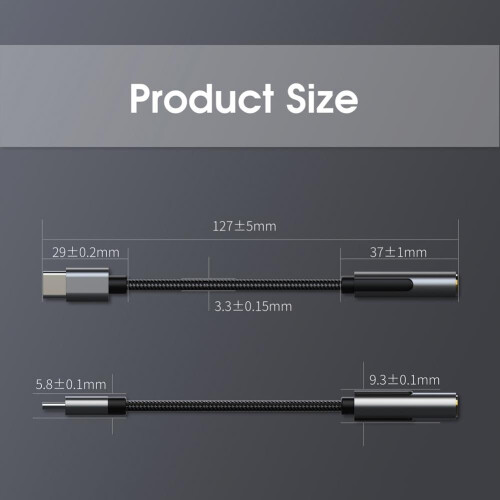 Προσαρμογέας θηλυκού ακουστικού USB τύπου C σε θηλυκό 3,5 mm, καλώδιο USB C σε AUX AUDIO Dongle 1