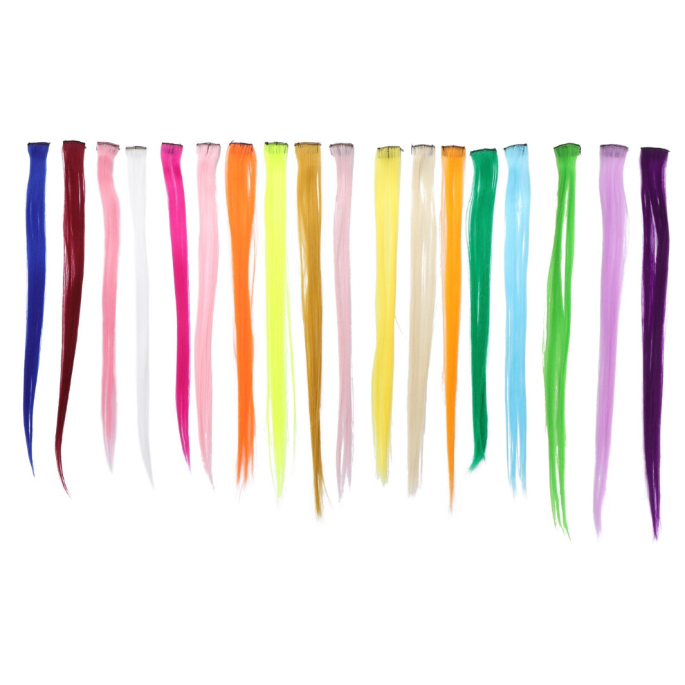 Unisex 18Pcs Colorful Hair Extensions Cosplay Hair Decorations Fake Hair Pieces