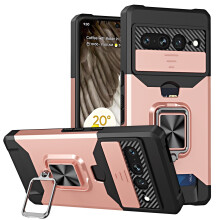 Capa resistente com compartimento para cartão para Google Pixel 9 Pro XL, compatível com proteção da lente da câmera deslizante, híbrida em PC