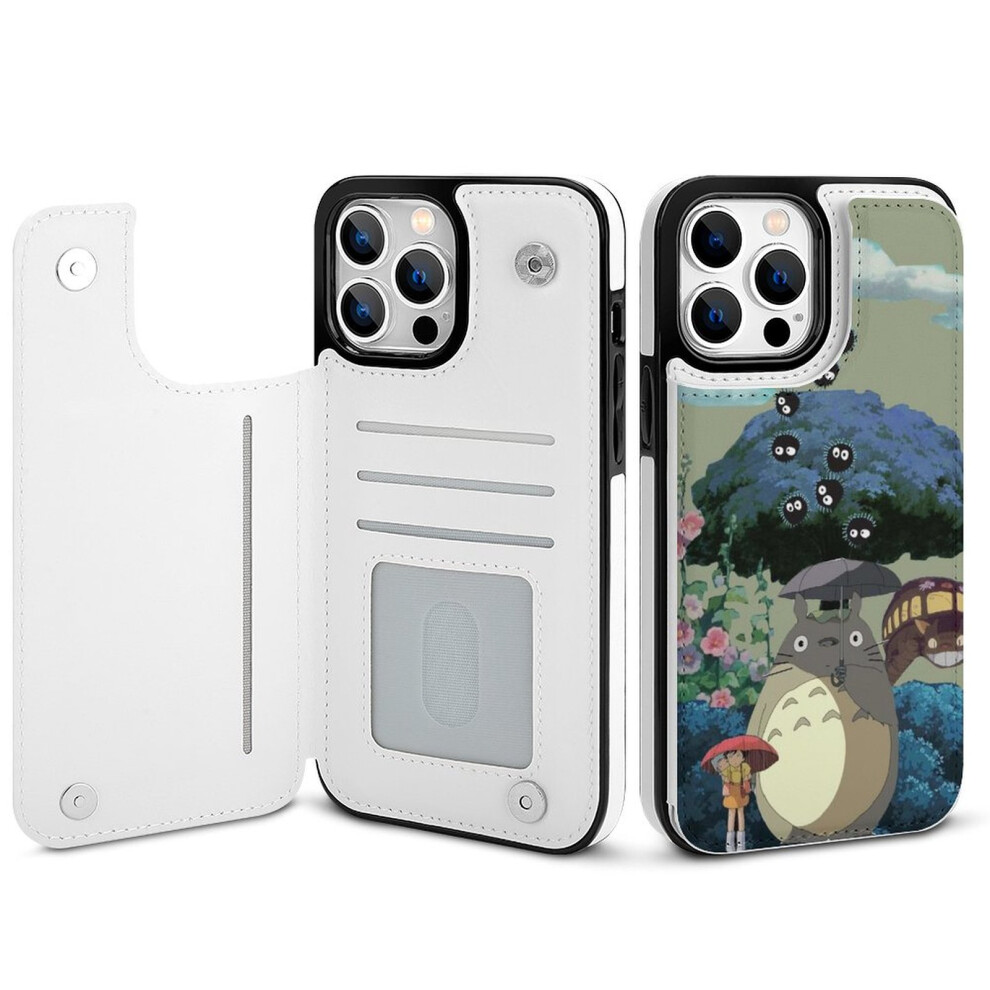 My Neighbor Totoro Compatible Iphone 14 Pro Max Wallet Case With Card Holder, Flip Folio Leather Case With Stand, Magnetic Clasp, Shockproof Cover 9448196056493