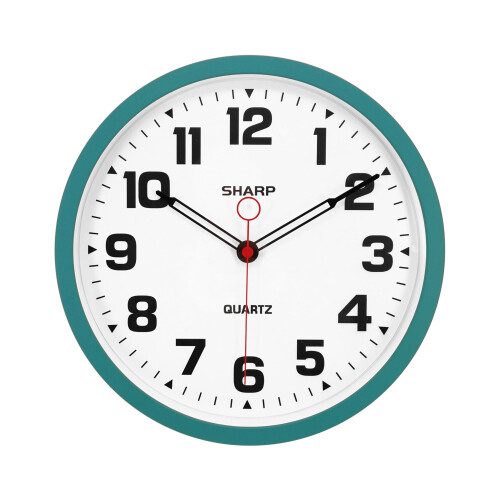 Compatível com o relógio de parede SHARP Matte Teal de 12 polegadas, silencioso, sem tique-taque, moderno e elegante, funciona a bateria e é