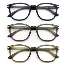 Lot de 3 paires de lunettes de lecture rondes et légères - Monture transparente à ressort - Convient aux hommes et aux femmes - 7019 +2,00