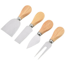 Cheese Knife Set with Wooden Handle, Stainless Steel Blades for Precision Cutting and Smooth Spreading