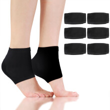 Moisturizing Heel Socks with Gel Lining, Open Toe Breathable Spa Socks for Dry Cracked Heels, 6 Pairs