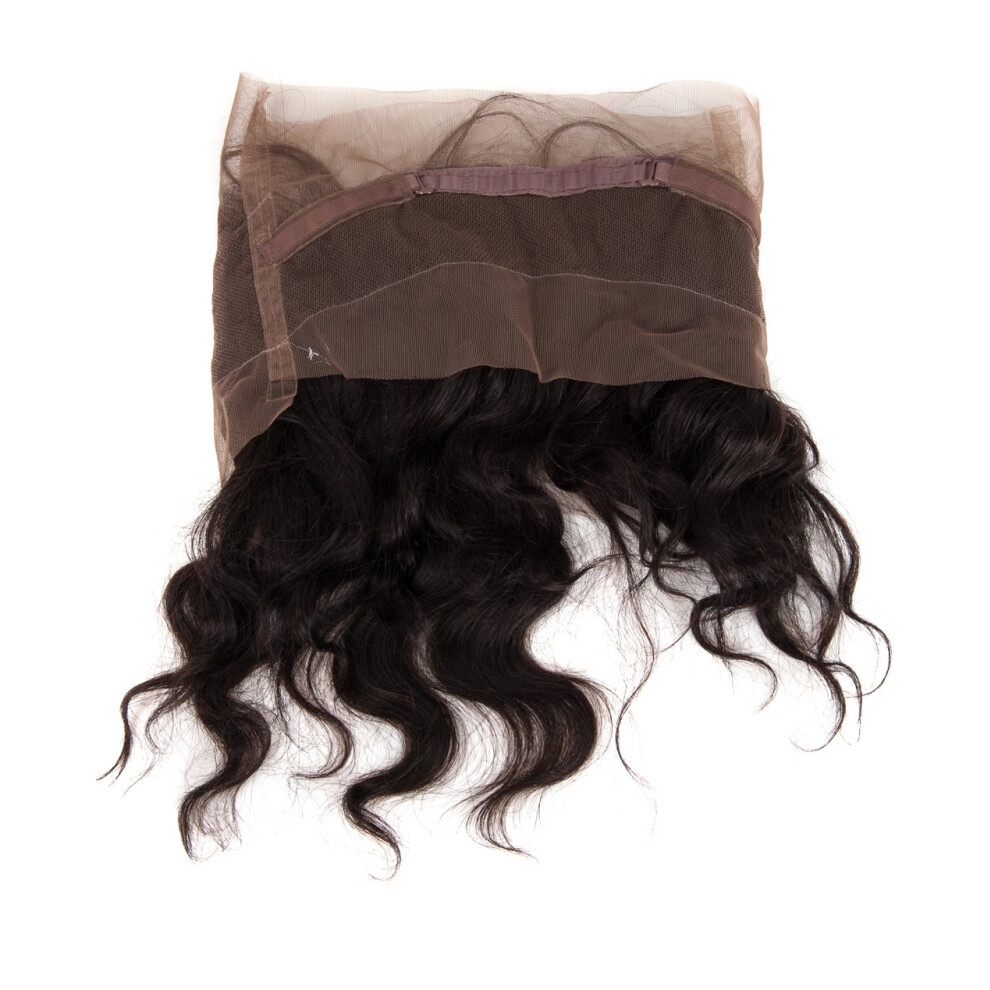 Unisex 10 Inch Brazilian Virgin Hair 360 Lace Frontal Wig Body Wave Natural Hairline Preplucked