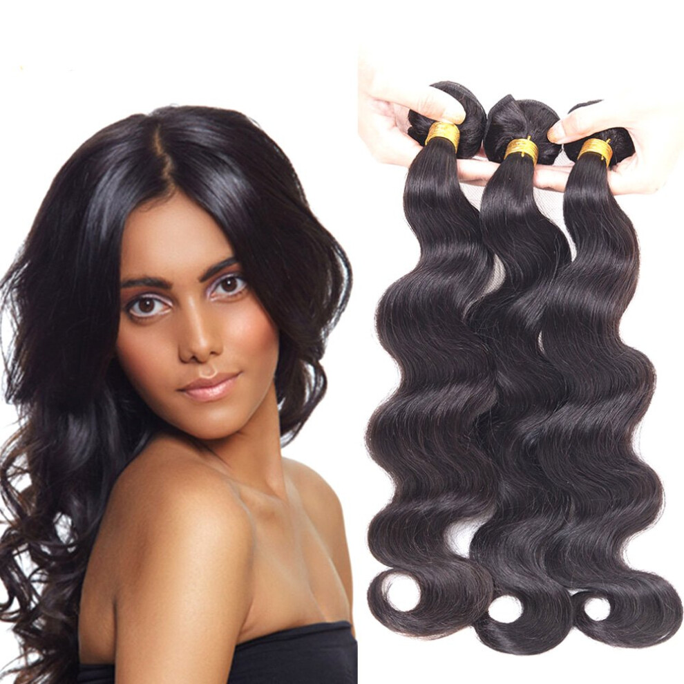 Unisex Brazilian Human Hair Bundles 7A Grade Virgin Remy Extensions Natural Color 20 Inch Double Weft
