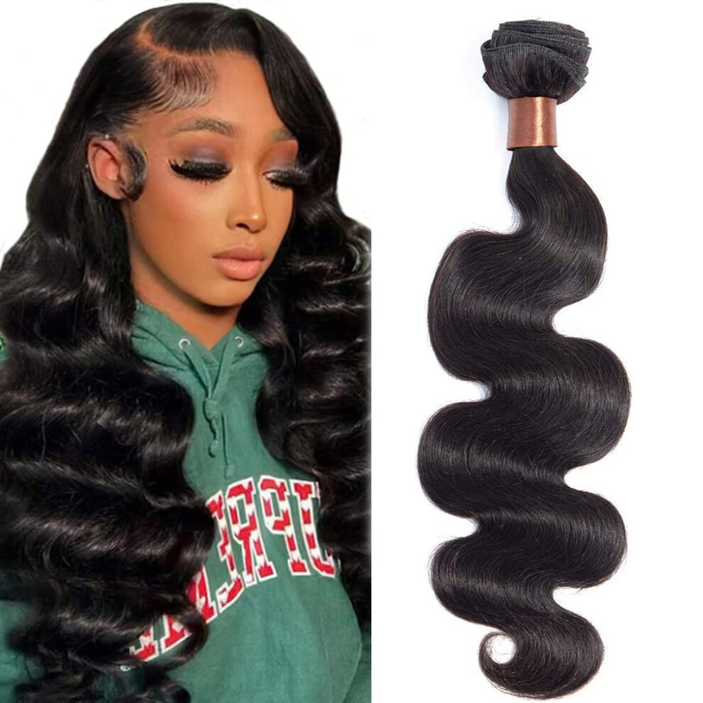 Unisex Black Brazilian Body Wave Hair Extensions 10 Inch Natural Virgin Human Hair Bundle Tangle