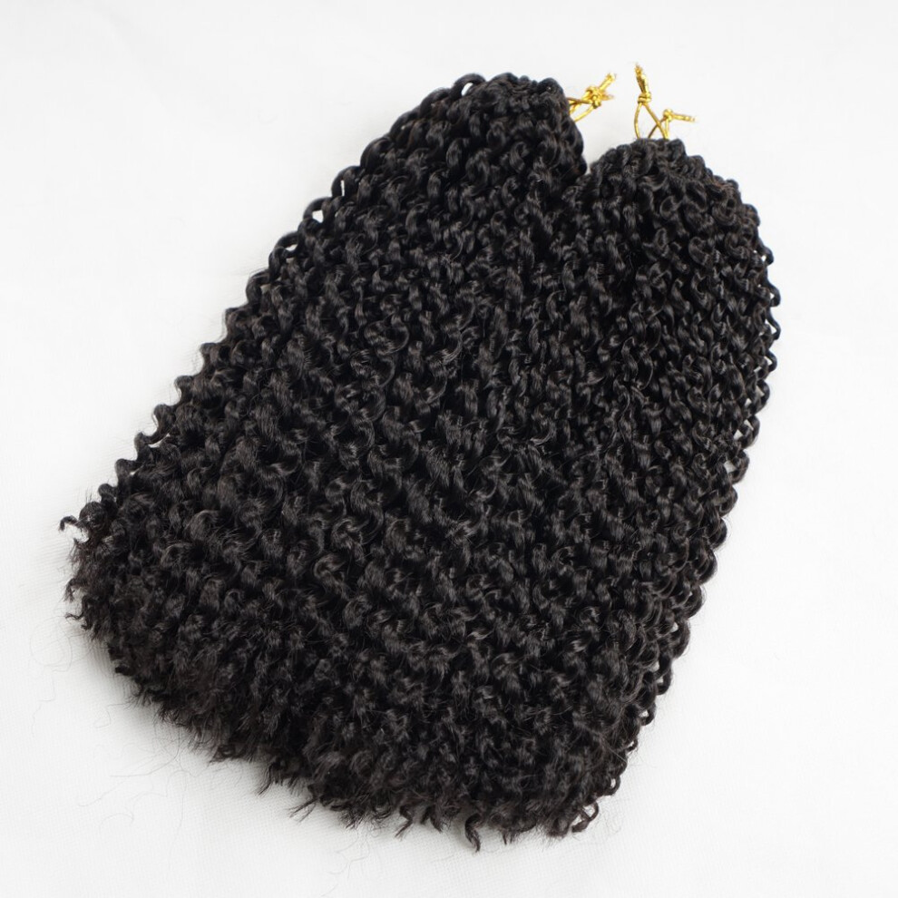Unisex Black,Brown Kinky Curly Crochet Hair Extensions 12 Inch Ombre Black Brown Synthetic Low Heat Braiding Hair