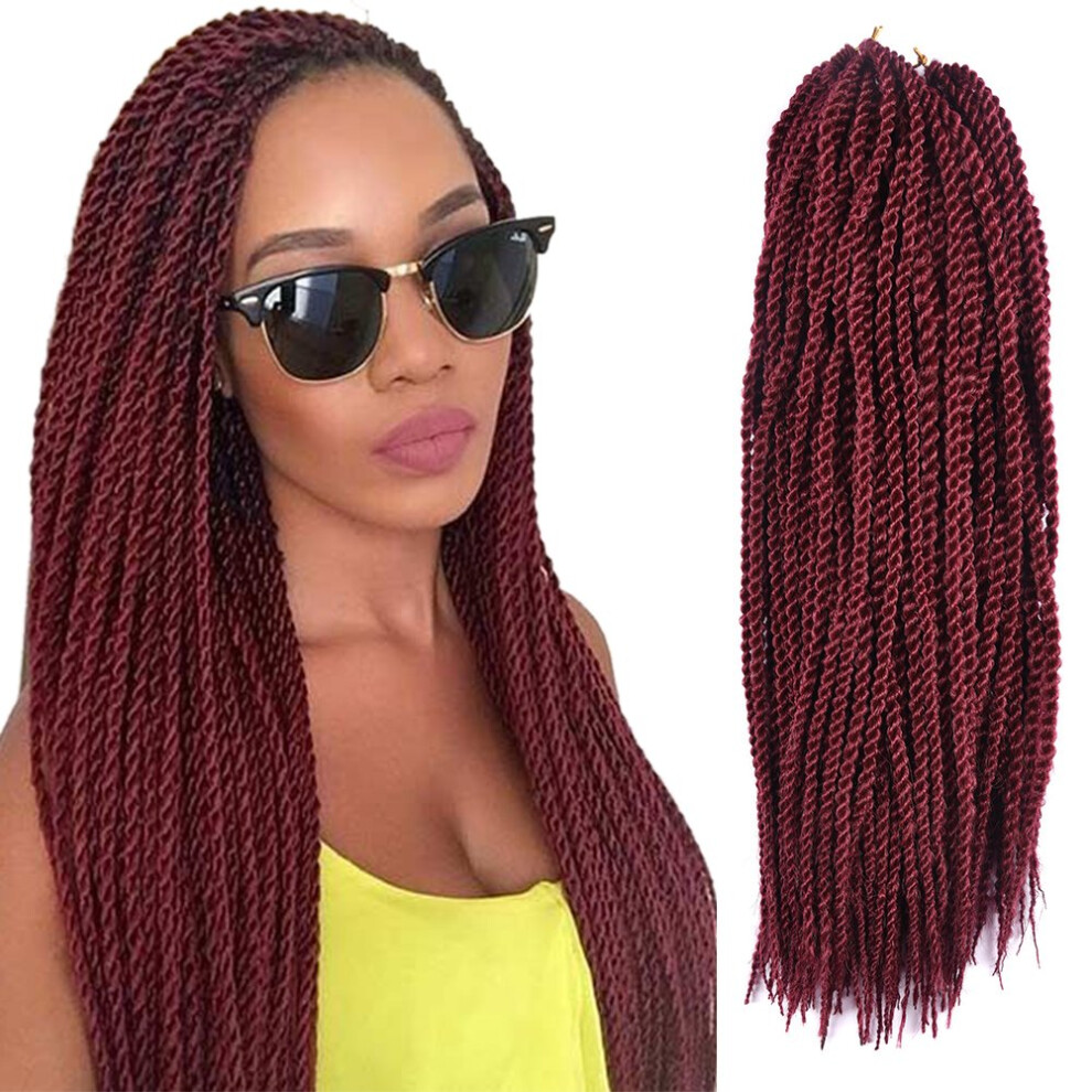 Unisex Red Senegalese Twist Crochet Braids 18 Inch 530# Synthetic Hair Extensions