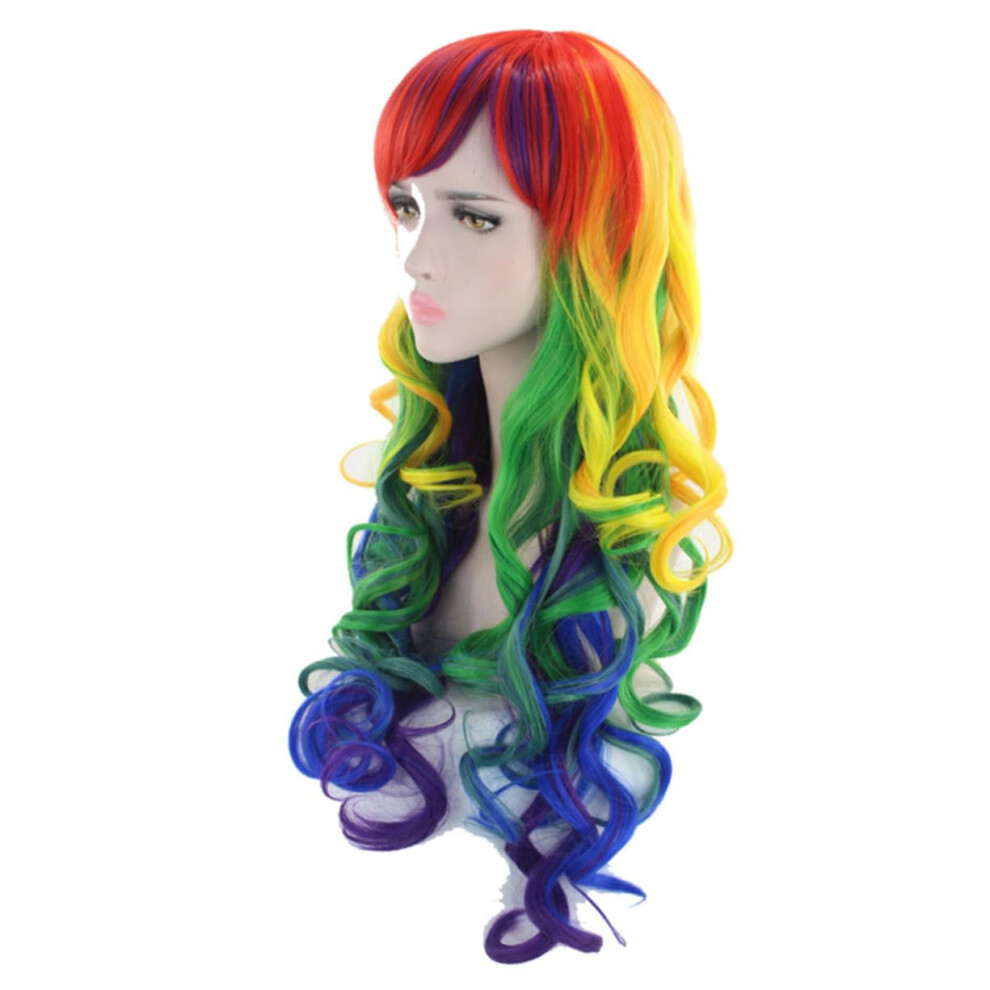 Unisex Women's Gradient Wavy Cosplay Wig With Bangs, Synthetic Hair, Realistic Texture For Party Use