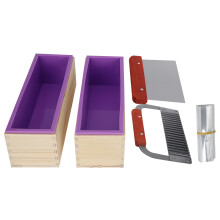Molde de silicone flexível para sabonete, caixa de madeira para moldes de sabonete artesanal DIY, revestimento de silicone resistente ao calor,