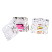 Nail Art Glass Dish Set of 2 Crystal Dappen Cups with Lid Prevent Liquid Evaporation Clear Design