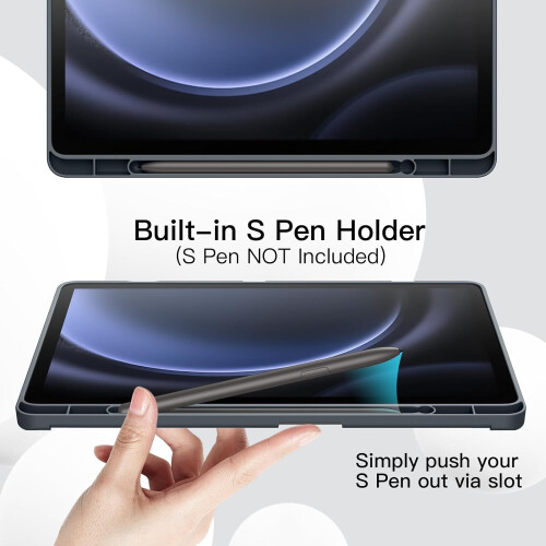 Capa compatível com Samsung Galaxy Tab S9FE de 10,9 polegadas com suporte para S Pen, capa protetora dobrável em três partes em TPU macio para 2