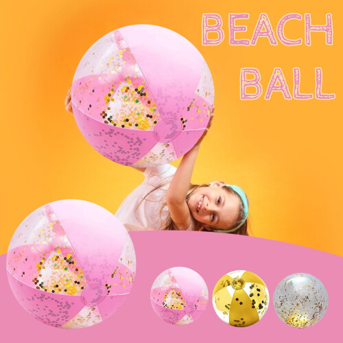 Ziloco 15.75" Confetti Glitters Inflatable Clear Beach Toy Ball 2