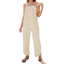 Tute estive da donna senza maniche in cotone e lino, nere, modello Capri ampio con tasche, pagliaccetti estivi da donna 2023
