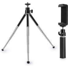 Mini-Stativ für Webcam und Smartphone, 10-23 cm ausziehbarer Webcam-Ständer aus Metall mit Smartphone-Halterung, Tischstativ