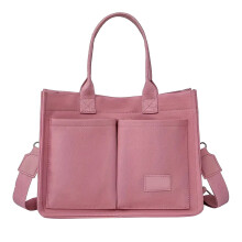 Sacs en toile pour femmes, couleur unie, grande capacité, poches extérieures, sac pour femme