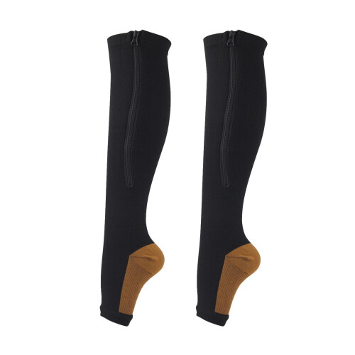 Κάλτσες συμπίεσης με φερμουάρ Dream Lifestyle, μέχρι το γόνατο με ανοιχτά δάχτυλα, 1