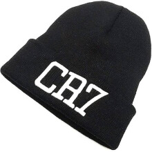Gorro de punto - Ronaldo mismo estilo CR7 negro con etiqueta blanca