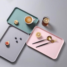 Paquete de 3 bandejas de plástico para servir / Bandeja rectangular para comida rápida, Bandeja estándar para cafetería / Comida rápida