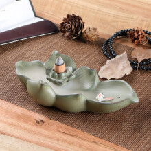 Lotus-Räuchergefäß mit Rückflussfunktion, handgefertigtes Keramik-Räuchergefäß für Heimdekoration und Yoga