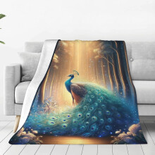 Couverture Paon à motifs floraux et oiseaux, jeté en flanelle douce 152 x 203 cm, linge de lit chaud pour femmes et filles, idéal pour la maison,