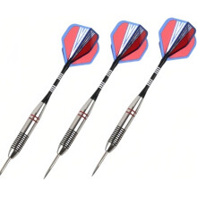 Professionelles Dartset mit Stahlspitze, Aluminiumschaft und 24-Gramm-Dartfedern (3-teilig)